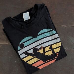 Black T-Shirt with Heart and Silhouette Design